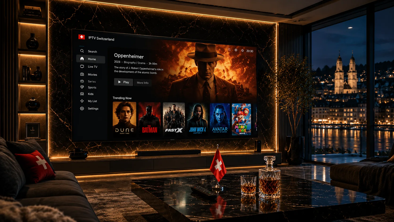 IPTV Abo VOD Schweiz — Oppenheimer und Blockbuster-Bibliothek auf Smart TV, Zürich