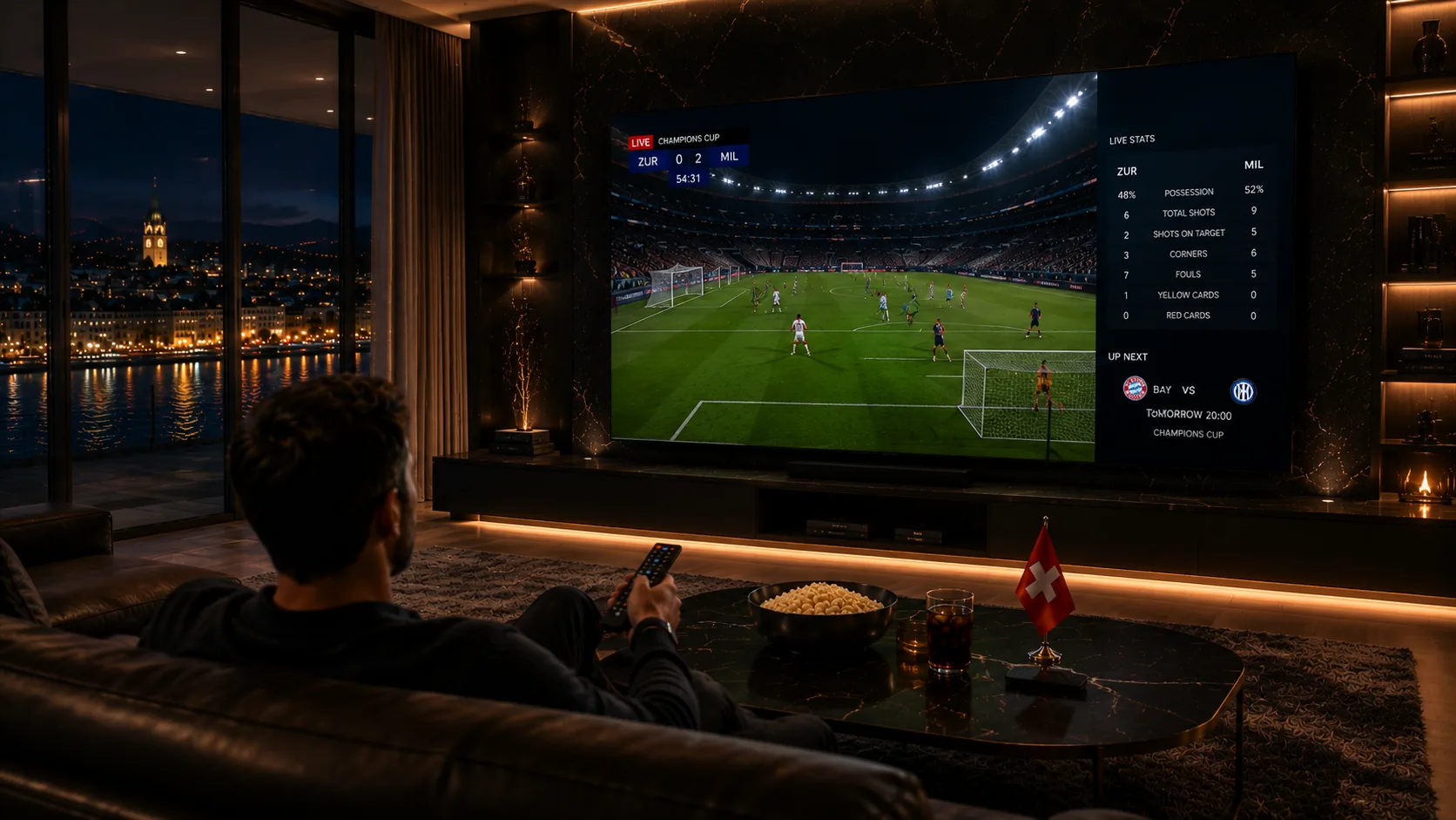 IPTV auf PC und Mac — Champions Cup ZUR vs MIL Live Stats, TV Schweiz, Zürich Nacht