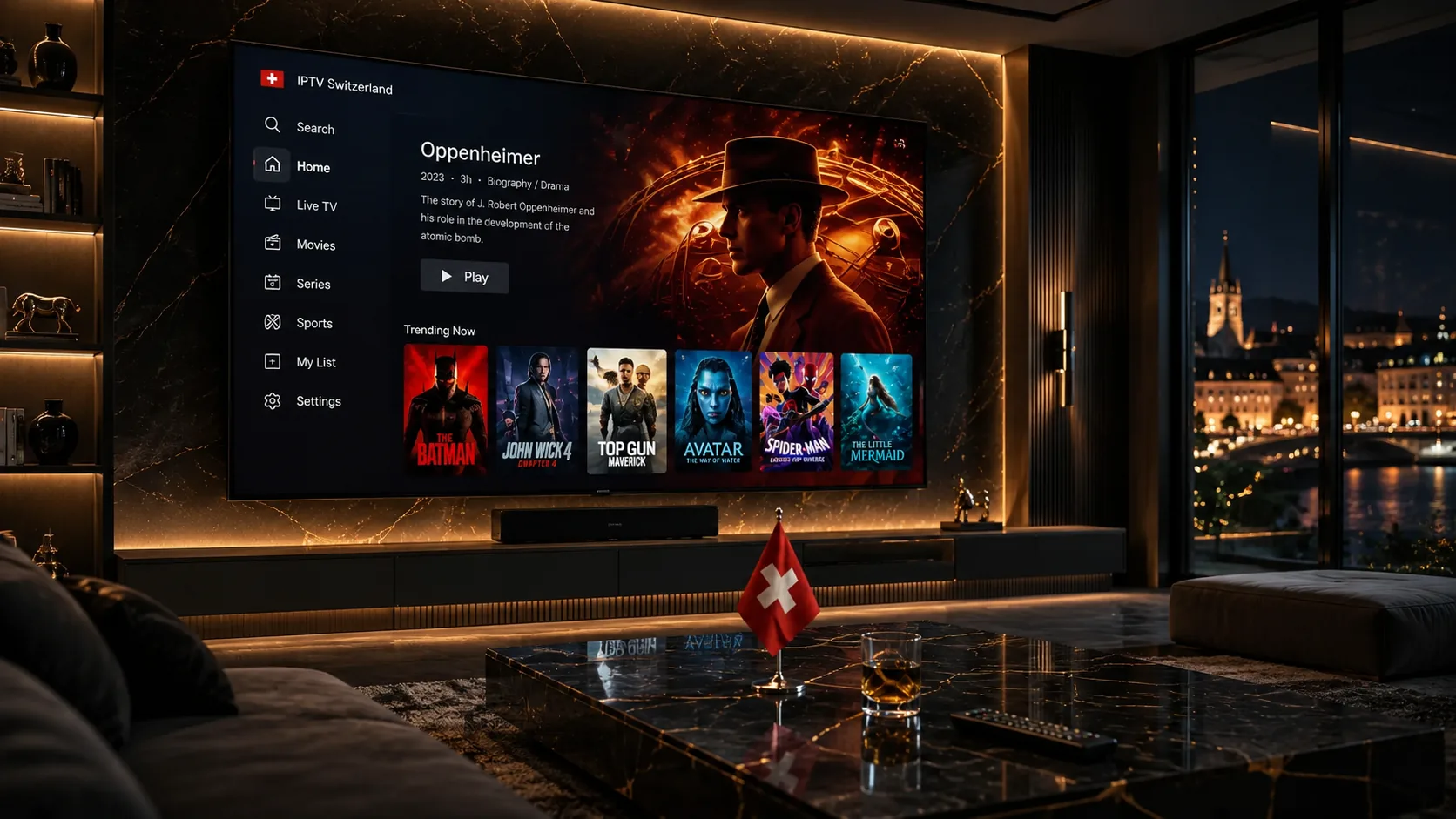 IPTV Schweiz — 49'000+ Sender auf Smart TV im Wohnzimmer in Zürich